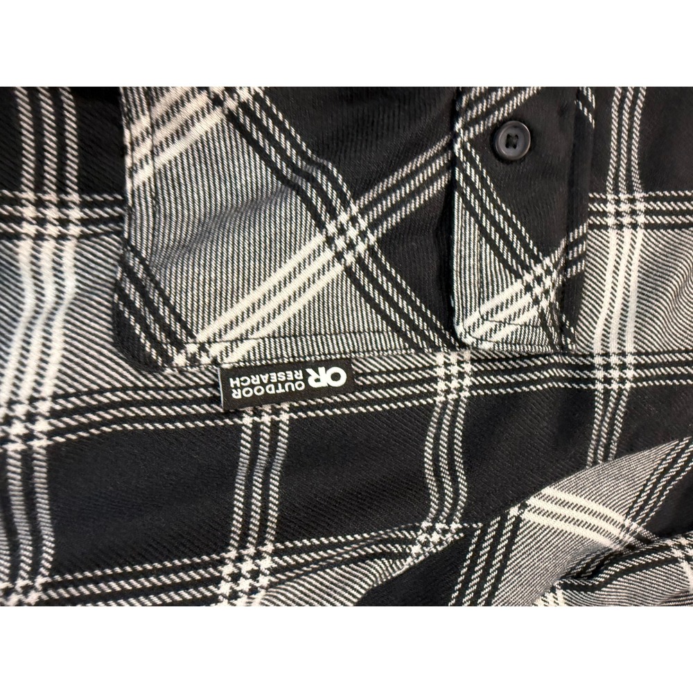 Outdoor Research Plaid Flannel Shirt Mens XXL Black Gray Button Down Long Sleeve - Picture 4 of 4